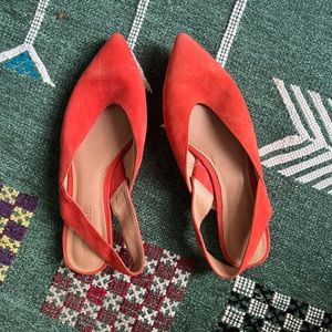 Coral suede Madewell flats
